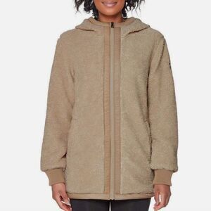 NWT 1 Madison Expedition Oversized Sz M Hooded Faux Fur Khaki Coat Bu-3142